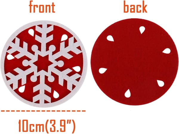 Sett med 10 Julefilt Snøfnugg Brikke Dekorasjoner