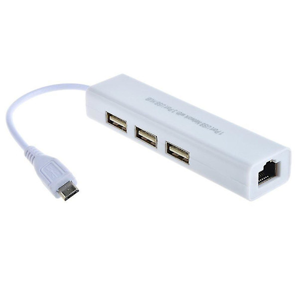 3 Ports Micro USB 2.0 Hub til RJ45 Netværk Ethernet Adapter til Android Tablets