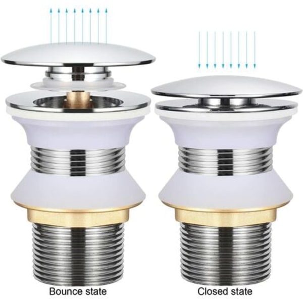 Pop Up Sink Plug Automatisk Plugg Messing Avløpssystem Utstøtbart Avløpsplugg Universal Avfallsplugg