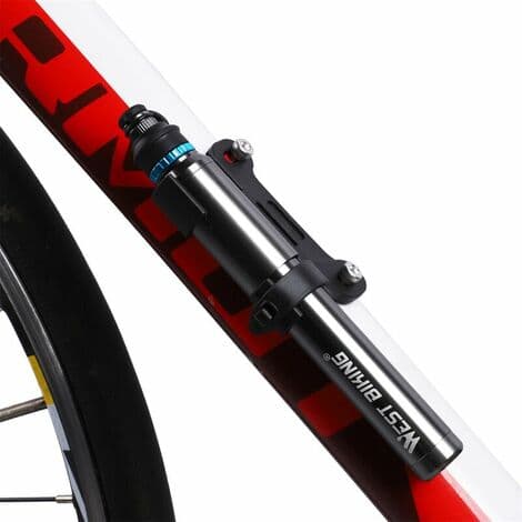 150Psi sykkelpumpe, Presta- og Schrader-ventil, slangeoppblåser med multifunksjons kuleventil, grå