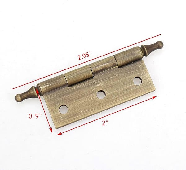2 tommer retro stil massive messing løse stift hængsler med kugleformede afslutninger (antik)