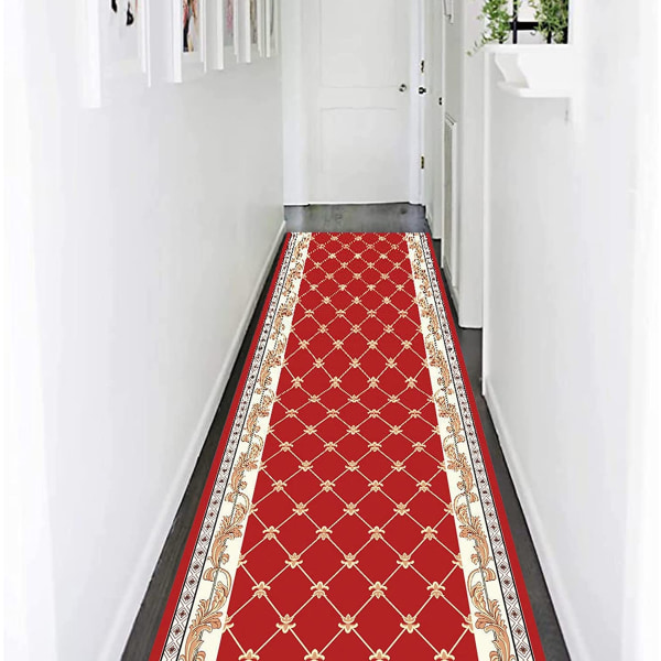 Vintage Red Hallway Entrance Runner Mattor Långa smala hallmattor 0,6m 0,9m 1,2m 1,4m 1,6m Halkfri, tvättbar golvmatta (90*100),