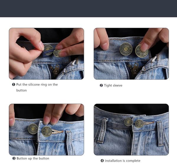 20 st justerbara avtagbara stretchrunda jeansknappar