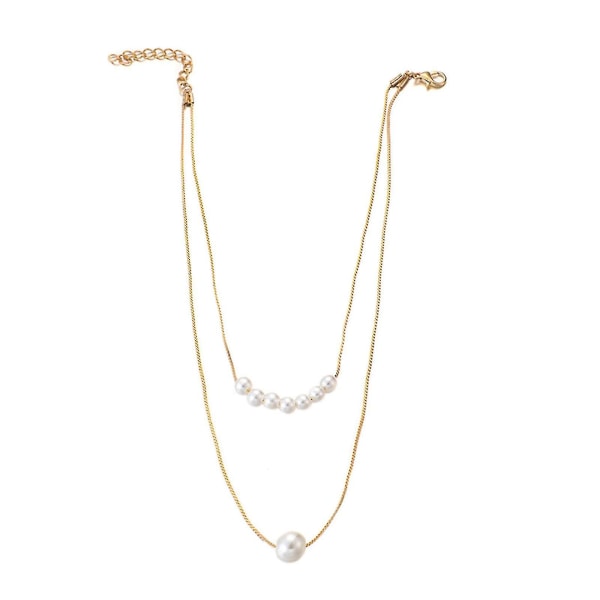 Mode knuten kedja storlek Pearl dubbla lager legering halsband smycken