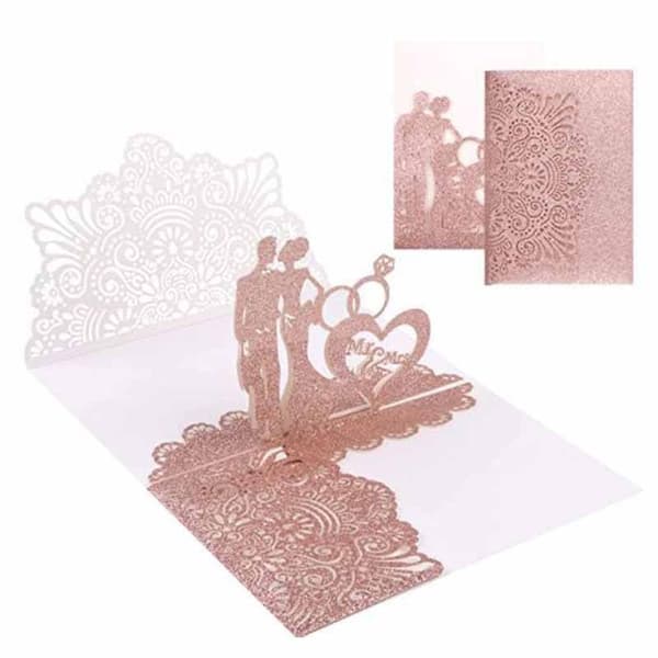 5 st 3D Romantiska Pop Up Grattiskort, Jubileumskort