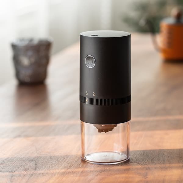 Sort bærbar elektrisk kværn til kaffe, USB-opladelig
