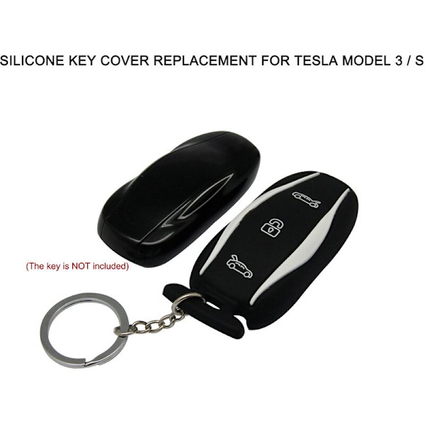 Tesla All-Inclusive Auto Silikonnyckelskydd (Svart Modell 3/S/Y Universal)