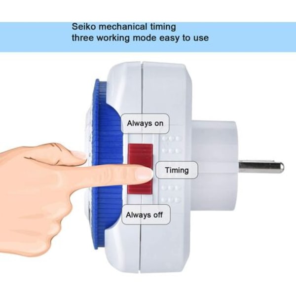 Mekanisk timer med 96 koblingssegmenter, 24-timers plug-in timer, barnevern, stikkontakt, timer, 3680W knapp