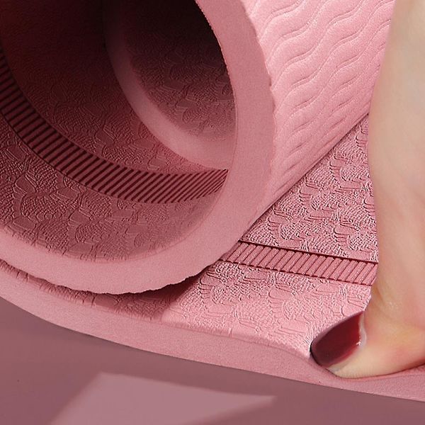 Hyppynaruharjoitusmatto - 6mm/8mm paksu hiljainen melunvaimennushyppynarumatto, kestävä ja liukumaton matto, sopii jooga- ja pilatesharjoitteluun Pink 126*60*8MM