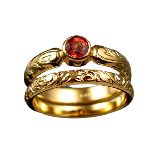 2 st fingertoppar gravering röd faux pärla damer geometriska strass ringar för bröllop US 8