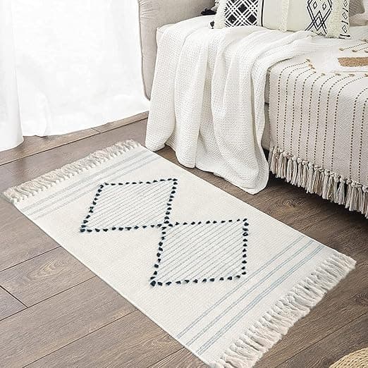 1 hvid boheme køkken måtte 60 x 90 cm, vaskbar, rektangulær