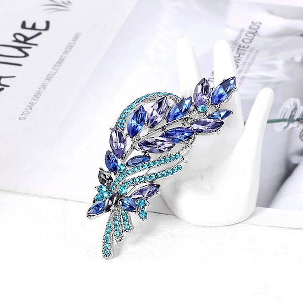 Kvinde Krystal Glas Brosche Skinnende Blade Revers Pin Badge Taske Tøj Dekoration