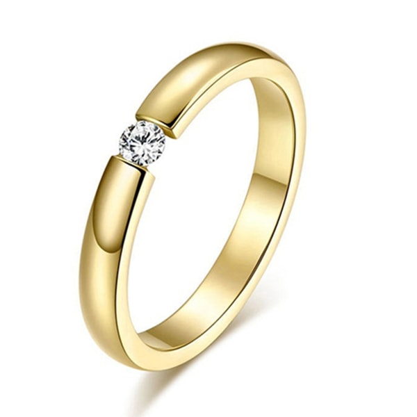 Ring Polering Rhinestone Inlagd Titan Stål Titan Bröllopsring För Fest Rose Gold 6