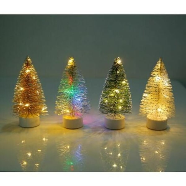 Konstgjord Julgran, Mini Julgran med Färgglada LED-lampor, Guld LYCXAMES
