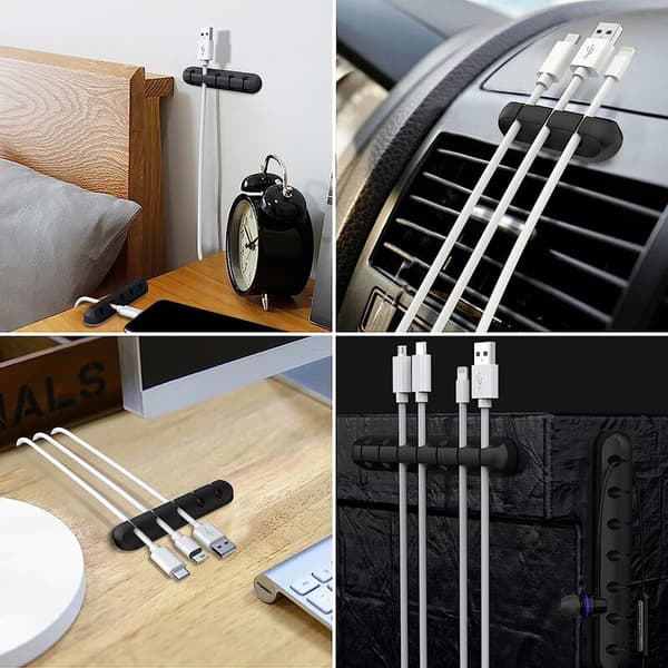 Skrivebordskabelorganisatorclips, 3-pak kabelholder, ledningsorganisator, kabelstyring, kabelopbevaring til USB-oplader/mus