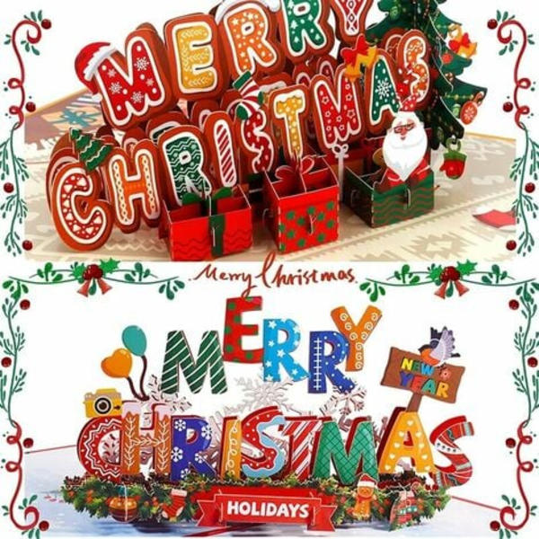 Paket med Merry Christmas Pop Up-kort, 14 x 20 cm handgjorda 3D-julkort Pop Up-julkort med kuvert a
