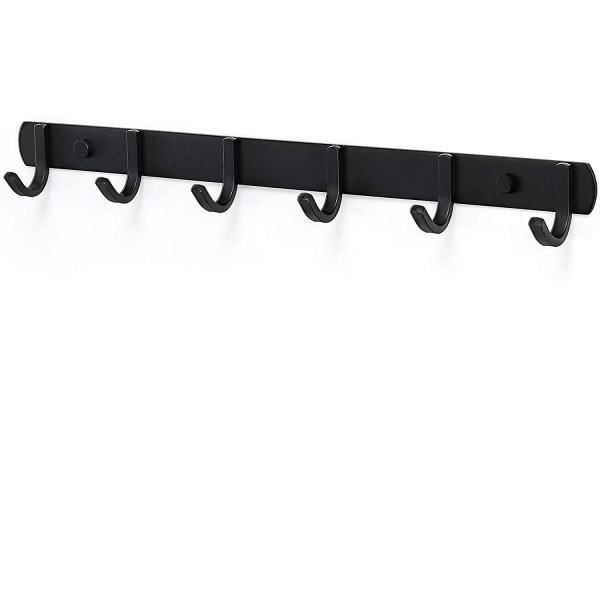 Wall Mounted Coat Rack, Stainless Steel Design Coat Hooks, Solid Bathroom Coat Hooks For Bedroom Office Black (6 Hook)