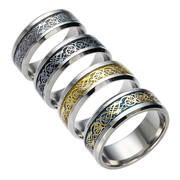 Snygg Herrar Titanstål Slät Yta Vigselring Finger Ring Smycken Present Black and Silver US 12