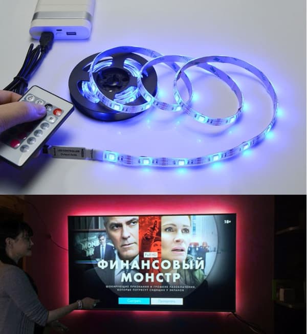 LED Farverig Lysstrimmel USB Farve Baggrundslysstrimmel (2 Meter + Controller + 24 Taster Fjernbetjening)