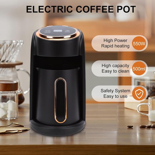 Automatisk kaffemaskin med 600W dampsystem og automatisk avslåing, perfekt for 3 til 5 kopper.