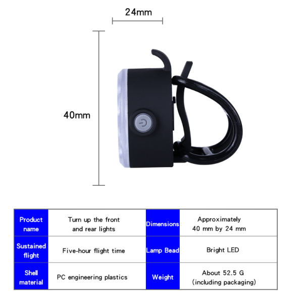 Sykkellys fjellsykkel USB lading frontlys advarselsett baklys sykkeltilbehør fire lys hvitt