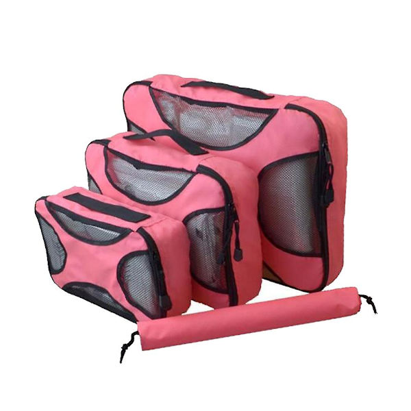 Kompressionspakkeposer til rejser - Udvidbar pakkeboks rose red