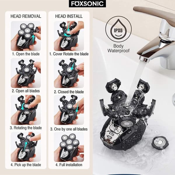 Erstatningshoved til elektrisk shaver med 6 blade 6-bladet shavererstatning