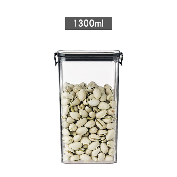 Transparent fyrkantig förseglad tank, kök förvaringsbehållare, fuktbeständig förvaringslåda, multi-grain snacks och torkad frukt förvaringsbehållare (1300m transparent b