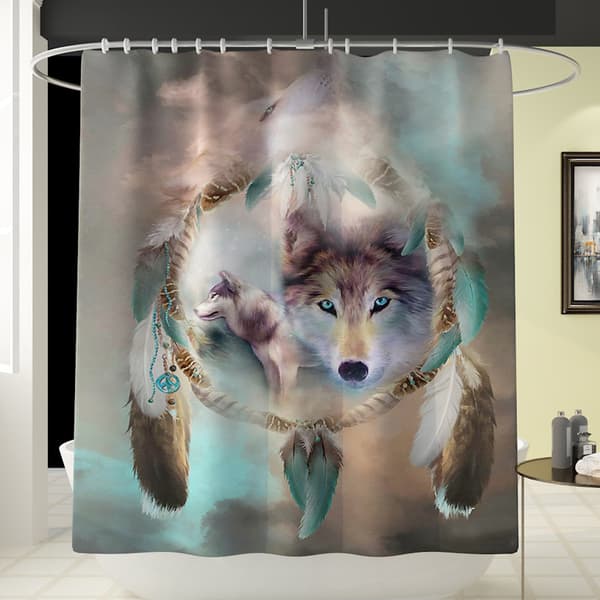 Fox Feather Print Toalettgulvmatte Firedelt Badteppesett, A2,