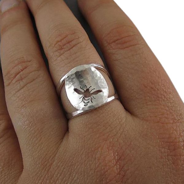 Klassinen kaiverrettu seos ontto vintage-sormus linnun puukuvioinen naisten sormus korut lisävarusteet Antique Silver US 11