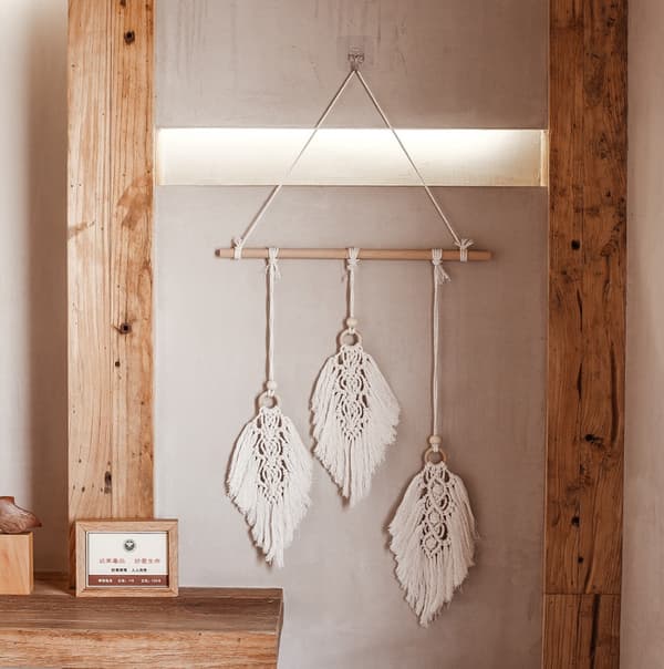 Nordisk blad handvävd bomullstapet 45*95cm off-white