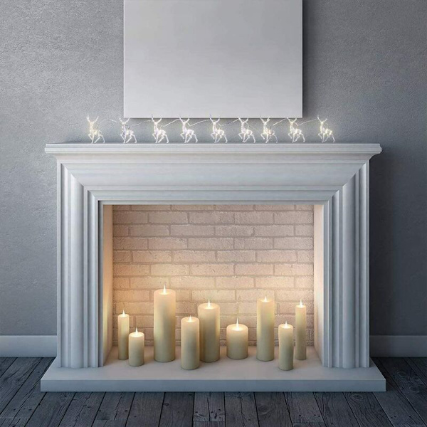 Varmt vitt 1,5 meter 10 lampor batteri LED-lykta jul älg ljusslinga hall galleria semesterdekoration lampor，Suita