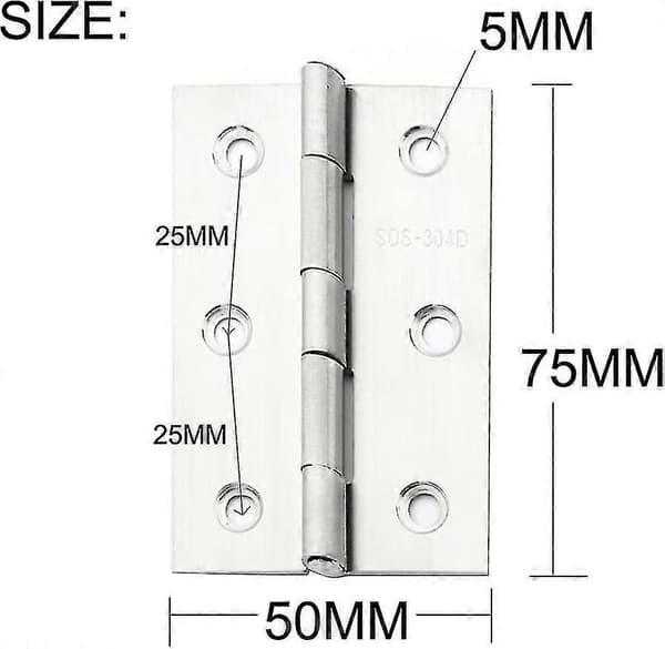 10 stk. rustfrit stål hjemmemøbel hardware dørhængsel lang 75 mm x 50 mm