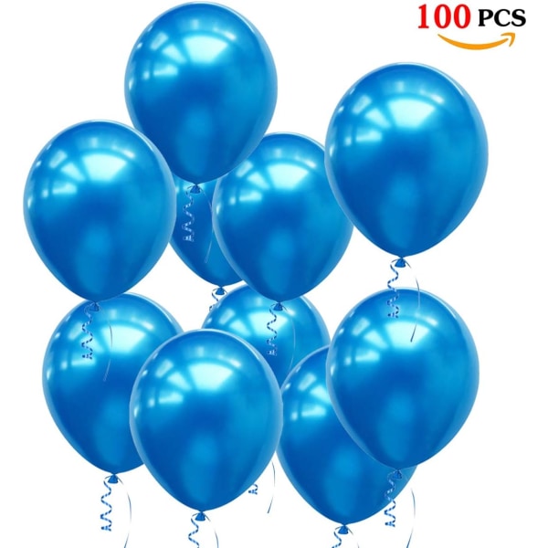 Blå ballonger, 100 stk blå lateks heliumballong til bryllupsgutt 1. bursdag Babydusj Dåp Konfirmasjon Festdekorasjon Blå