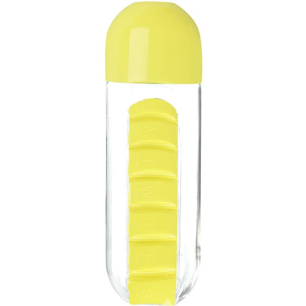 2-i-1 Bærbar Pilleboks/Flaske - 600ml (Gul)
