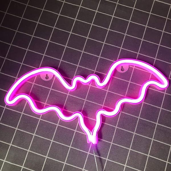 Fledermusformet LED-nattelys (Pink),