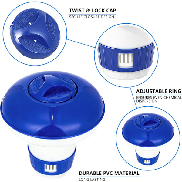 Poolklordispenser, flydende dispenser, klordispenser til swimmingpools, flydende dispenser, klordispenser til spabade