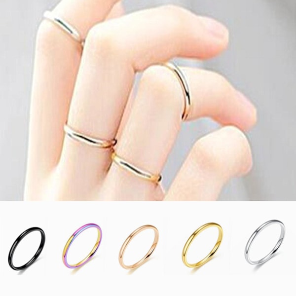 Elegant Fingerring med glat overflade, minimalistisk, enkel stil, tynd stablet ring til fødselsdag Golden US 8