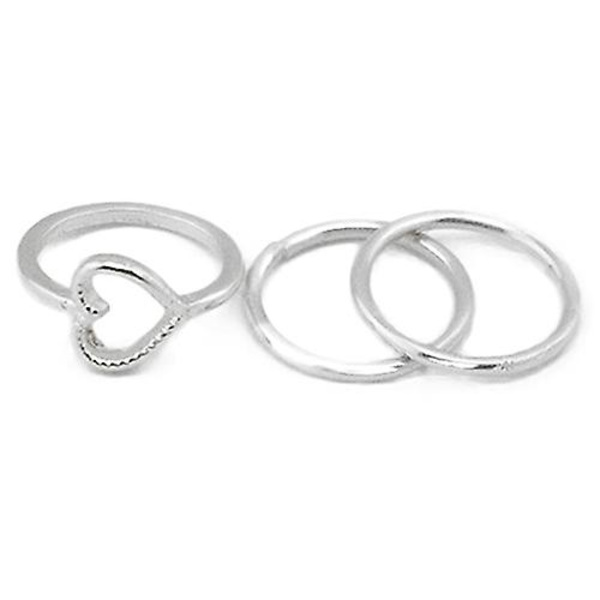 4 stk./sæt Rhinestone Blad Hjerte Over Knuckle Midi Stack Ring Boho Party Smykker Silver