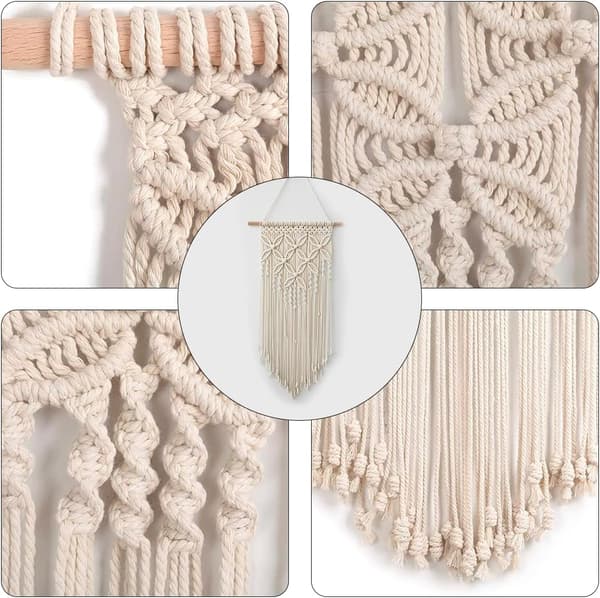 Makrame väggbonad - Bohemisk stil - Bomull - Handgjord - För sovrum och vardagsrum - Beige