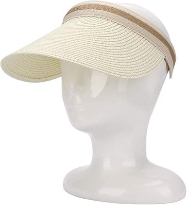 Sommerhatt for kvinner med stor brem, strandhatt, hattomkrets 55 - 58 cm