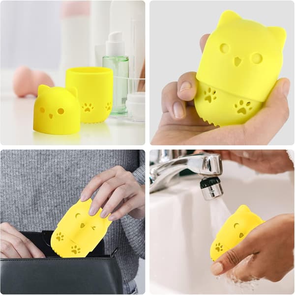 Marshmallow Svamp Foundation Sponge Silikon Reiseetui