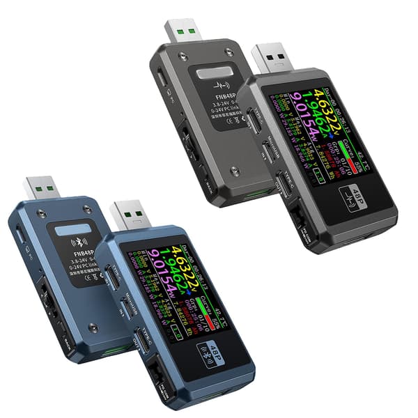 Fnb48p Høj pålidelighed Usb Dc oplader tester med voltmeter og amperemeter Silver