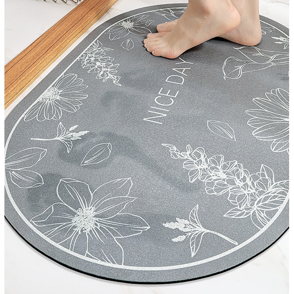 Huating-Grå 50*80cm Badrumsingång Absorberande Golvmatta,