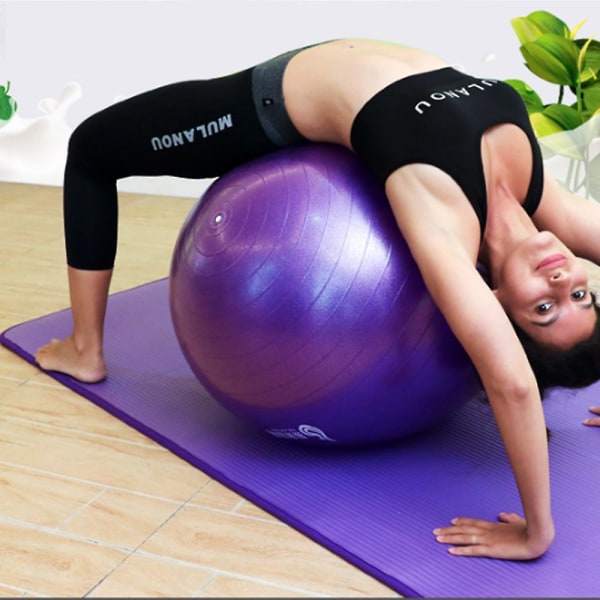 Øvelsesstabilitetsbold Yoga Pilates Anti Burst Med Pumpe Purple Glossy