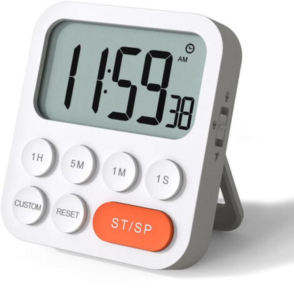 Køkken Timer, Køkken Timer, Digital Stopur og Nedtællingstimer med Tilpasset Tilstand, 3 Lydstyrkeniveauer til Eksamen, Møde,