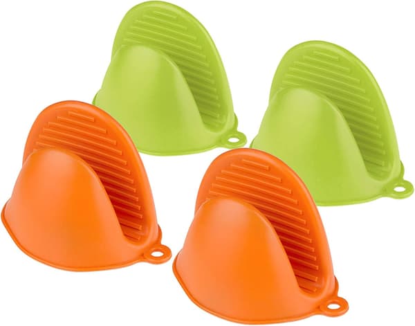 Silikon Grytlappar, 4 st (Grön+Orange) Silikon Köksgryta