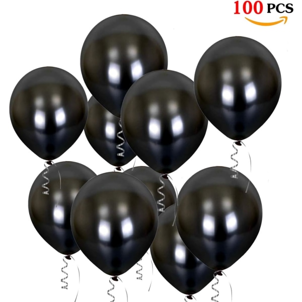 Svarta heliumballonger, Ø 30cm svarta latexballonger för födelsedagsbröllopsavslutningsdekoration, 100 st