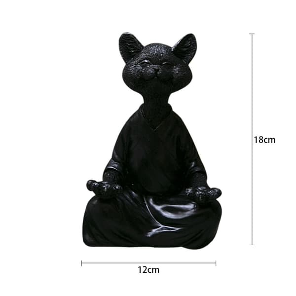 Have Statue Meditation Dyr Meditation Kat Ornament Stor (Sort),