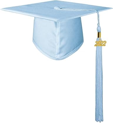 Blå studenthatt for voksne med 2023-anheng, bachelorhatt